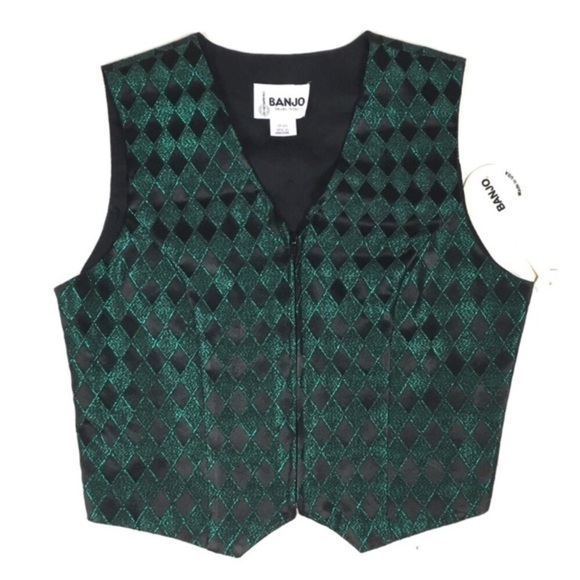 Banjo Jackets & Blazers - BANJO Vest Western Show Equestrian Rodeo Metallic Diamonds Size Medium NWT